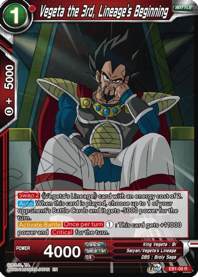 Vegeta the 3rd, Lineage's Beginning (EB1-009) [Battle Evolution Booster] | Cracking-Singles