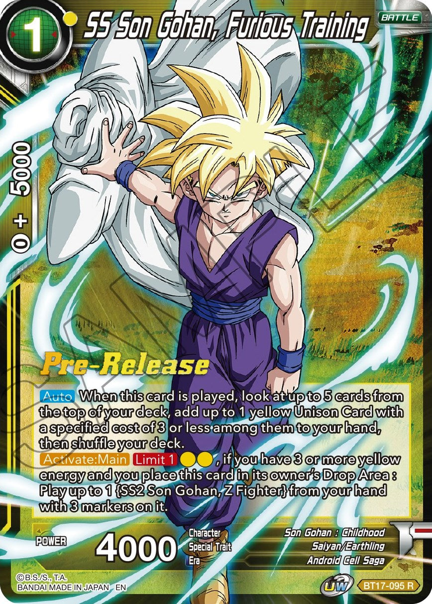 SS Son Gohan, Furious Training (BT17-095) [Ultimate Squad Prerelease Promos] | Cracking-Singles