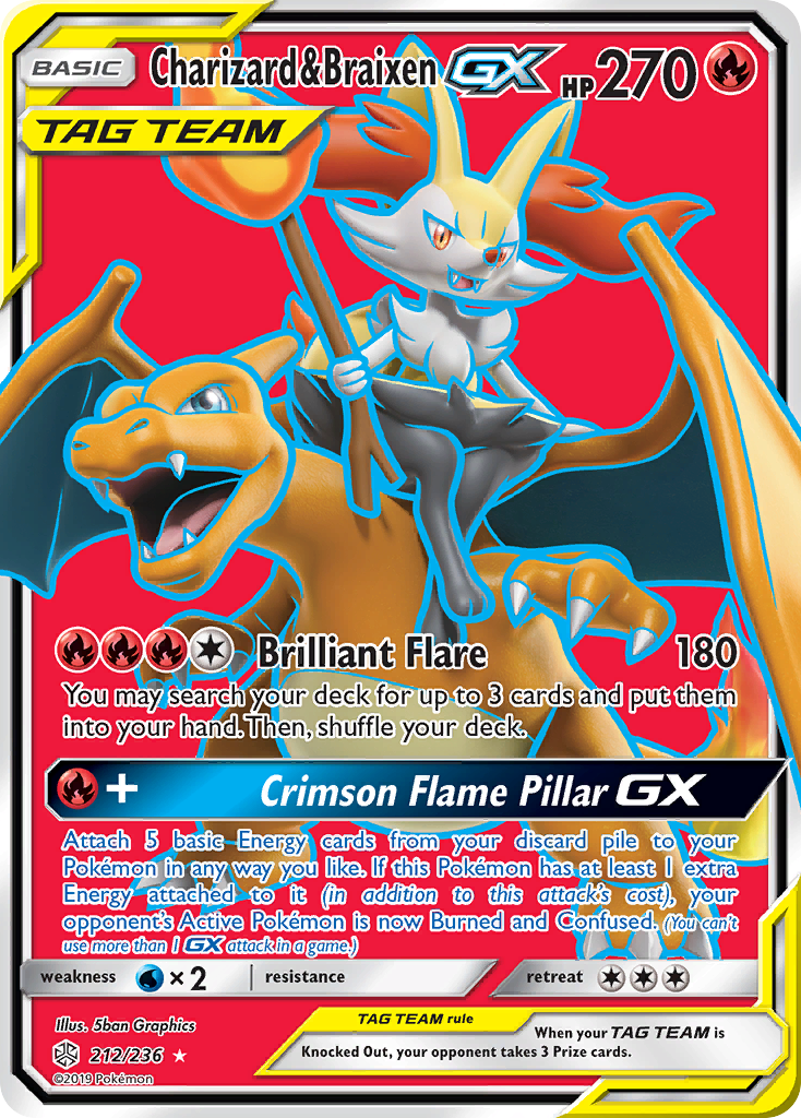 Charizard & Braixen GX (212/236) [Sun & Moon: Cosmic Eclipse] | Cracking-Singles