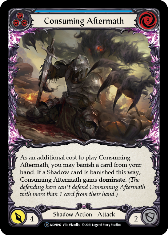 Consuming Aftermath (Blue) (Rainbow Foil) [U-MON197-RF] Unlimited Rainbow Foil | Cracking-Singles