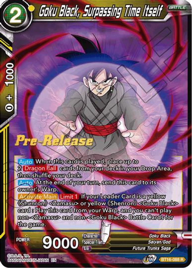 Goku Black, Surpassing Time itself (BT16-088) [Realm of the Gods Prerelease Promos] | Cracking-Singles