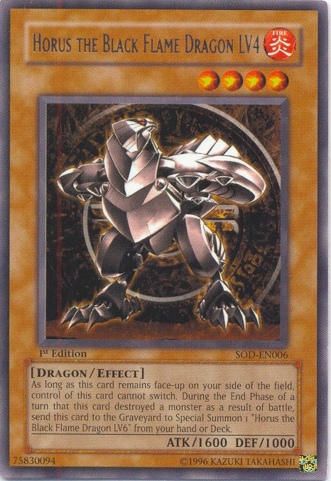 Horus The Black Flame Dragon LV4 [SOD-EN006] Rare | Cracking-Singles