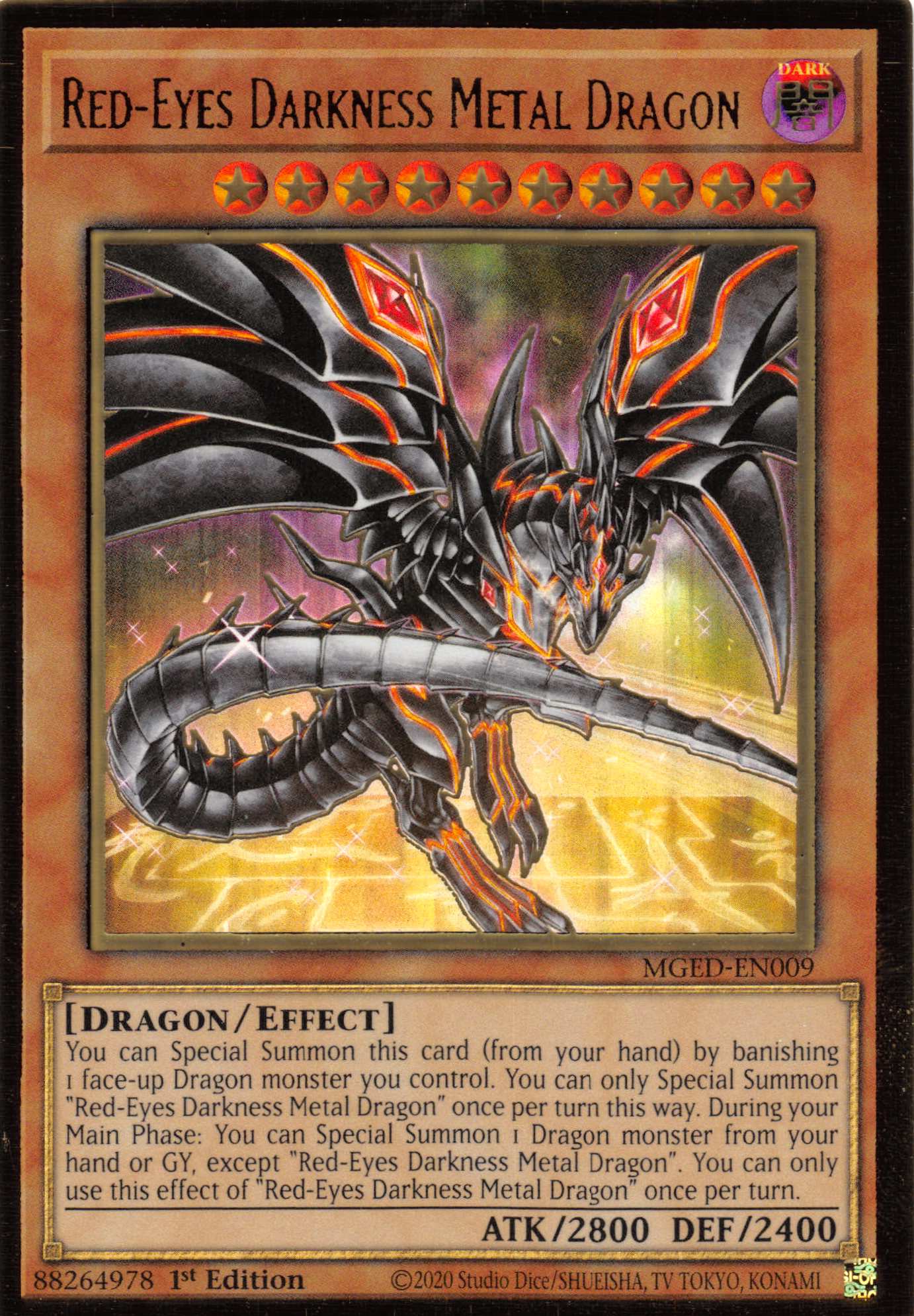 Red-Eyes Darkness Metal Dragon (Alternate Art) [MGED-EN009] Gold Rare | Cracking-Singles