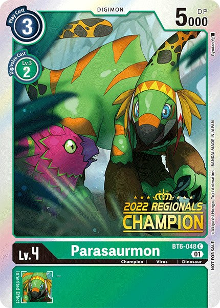 Parasaurmon [BT6-048] (2022 Championship Online Regional) (Online Champion) [Double Diamond Promos] | Cracking-Singles