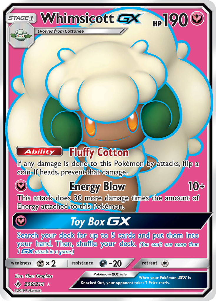 Whimsicott GX (206/214) [Sun & Moon: Unbroken Bonds] | Cracking-Singles