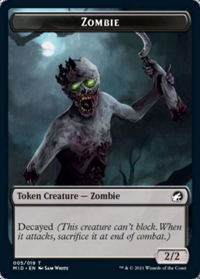 Zombie (005) // Wrenn and Seven Emblem Double-sided Token [Innistrad: Midnight Hunt Tokens] | Cracking-Singles