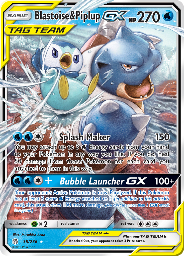 Blastoise & Piplup GX (38/236) [Sun & Moon: Cosmic Eclipse] | Cracking-Singles