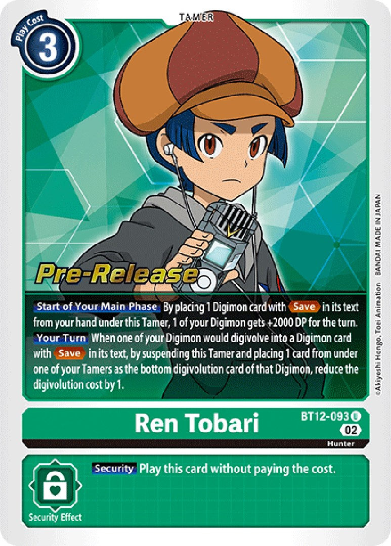 Ren Tobari [BT12-093] [Across Time Pre-Release Cards] | Cracking-Singles