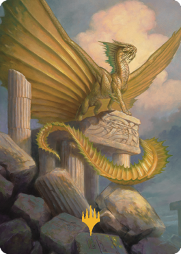 Ancient Gold Dragon Art Card (05) (Gold-Stamped Signature) [Commander Legends: Battle for Baldur's Gate Art Series] | Cracking-Singles