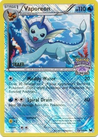 Vaporeon (25/108) (State Province Championship 2013 Promo Staff) [Black & White: Dark Explorers] | Cracking-Singles