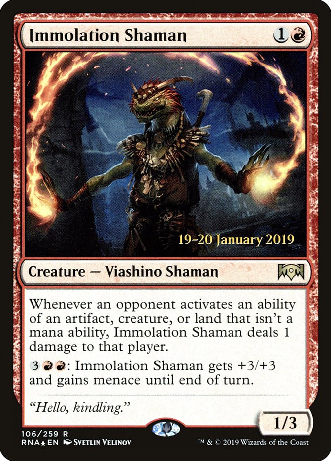 Immolation Shaman [Ravnica Allegiance Prerelease Promos] | Cracking-Singles