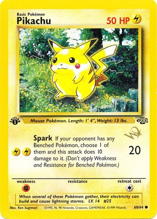 Pikachu (60/64) (W Stamped Promo) [Jungle 1st Edition] | Cracking-Singles