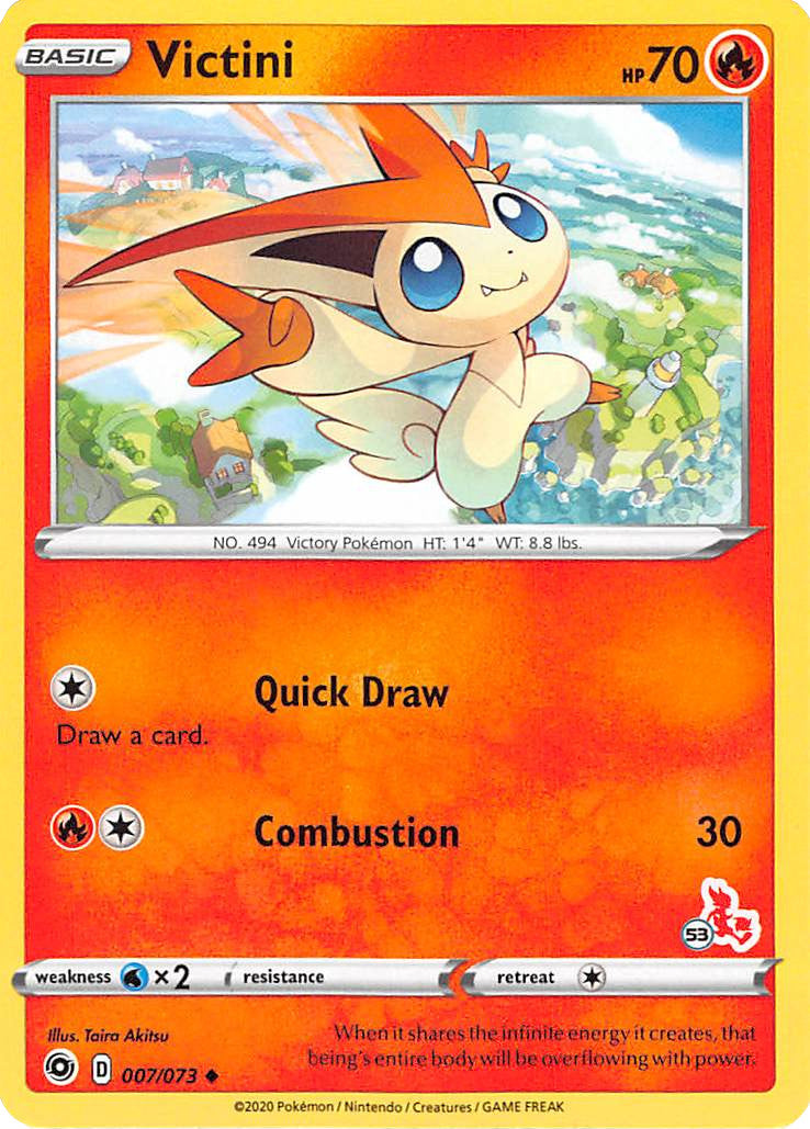 Victini (007/073) (Cinderace Stamp #53) [Battle Academy 2022] | Cracking-Singles