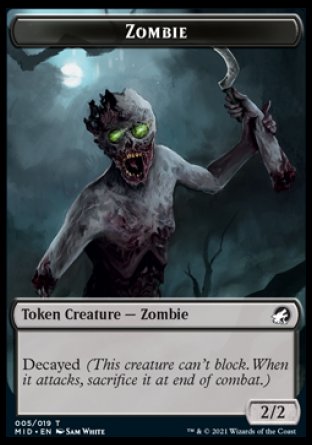 Zombie (005) // Clue Double-sided Token [Innistrad: Midnight Hunt Tokens] | Cracking-Singles