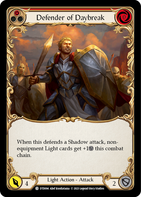 Defender of Daybreak (Red) [DTD094] (Dusk Till Dawn)  Rainbow Foil | Cracking-Singles