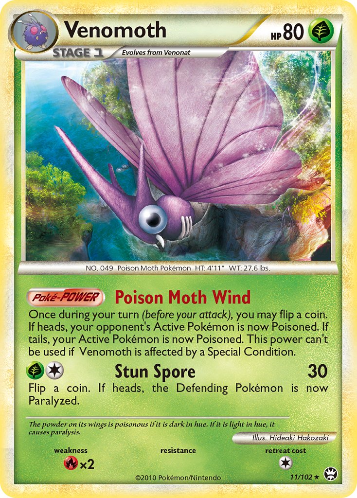 Venomoth (11/102) (Theme Deck Exclusive) [HeartGold & SoulSilver: Triumphant] | Cracking-Singles