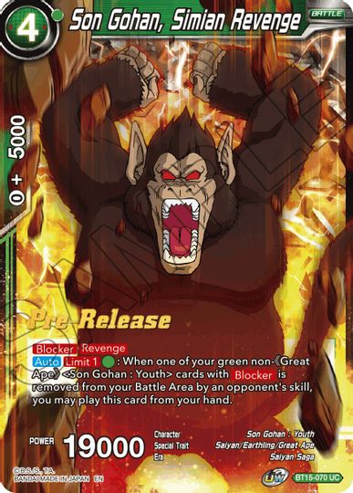 Son Gohan, Simian Revenge (BT15-070) [Saiyan Showdown Prerelease Promos] | Cracking-Singles