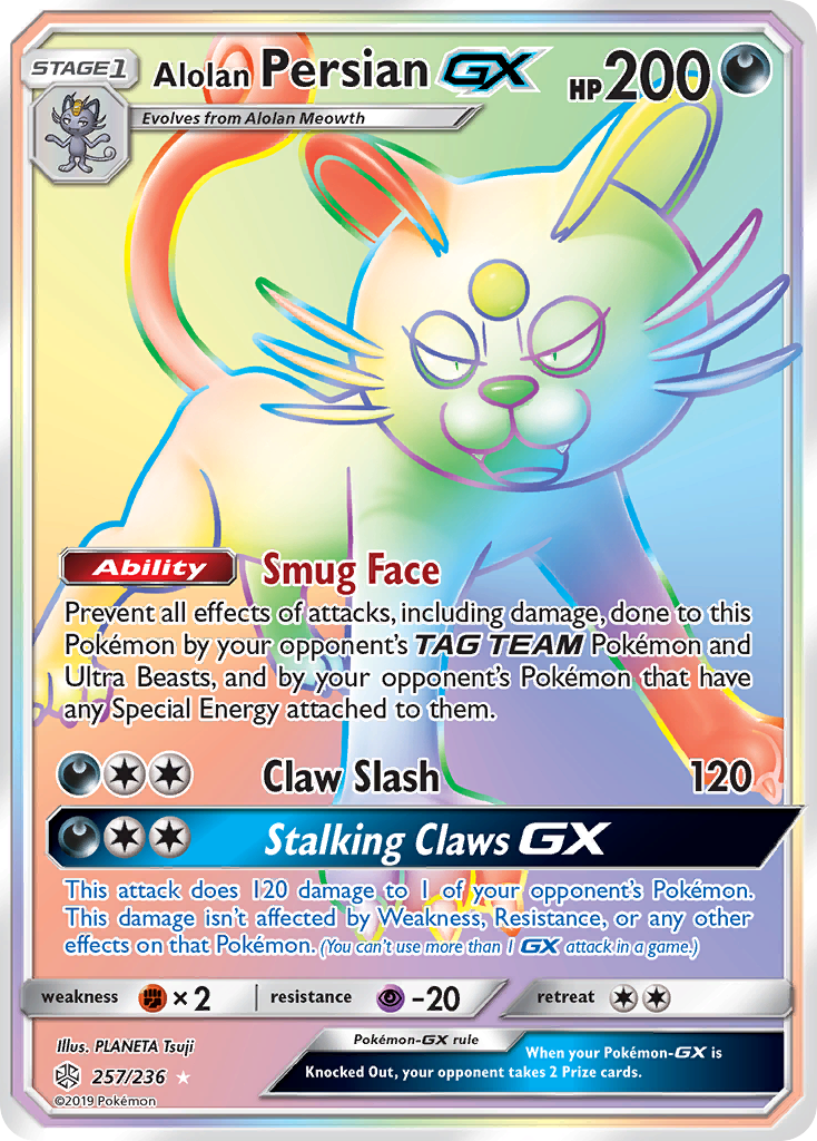 Alolan Persian GX (257/236) [Sun & Moon: Cosmic Eclipse] | Cracking-Singles