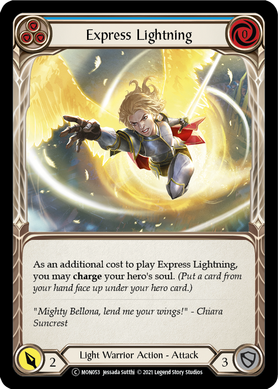 Express Lightning (Blue) (Rainbow Foil) [U-MON053-RF] Unlimited Rainbow Foil | Cracking-Singles