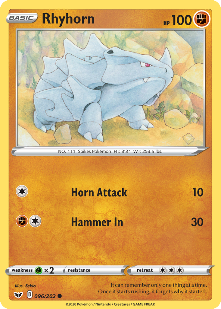 Rhyhorn (096/202) [Sword & Shield: Base Set] | Cracking-Singles