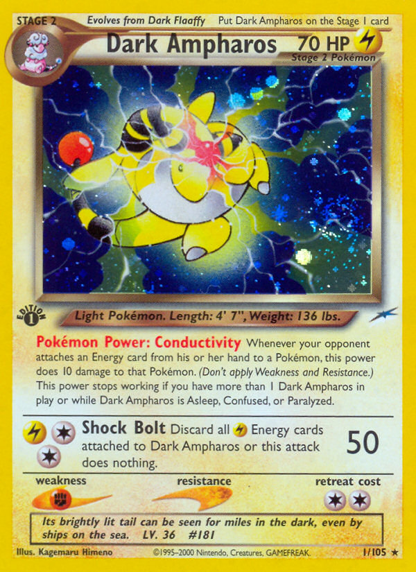 Dark Ampharos (1/105) [Neo Destiny 1st Edition] | Cracking-Singles