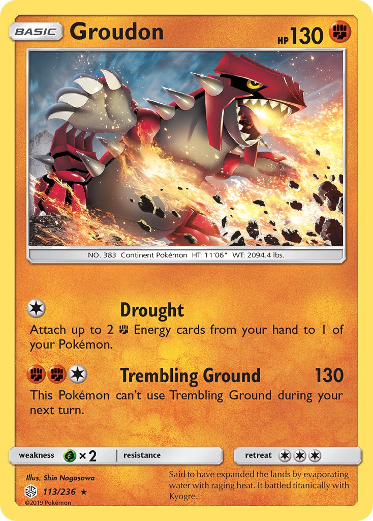 Groudon (113/236) (Cracked Ice Holo) (Theme Deck Exclusive) [Sun & Moon: Cosmic Eclipse] | Cracking-Singles