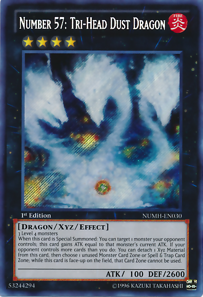 Number 57: Tri-Head Dust Dragon [NUMH-EN030] Secret Rare | Cracking-Singles