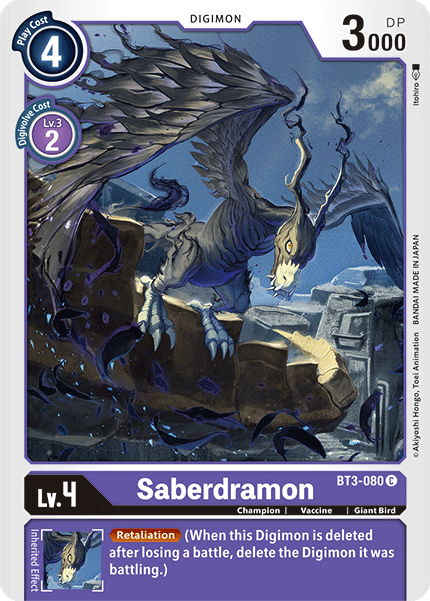 Saberdramon [BT3-080] [Release Special Booster Ver.1.5] | Cracking-Singles