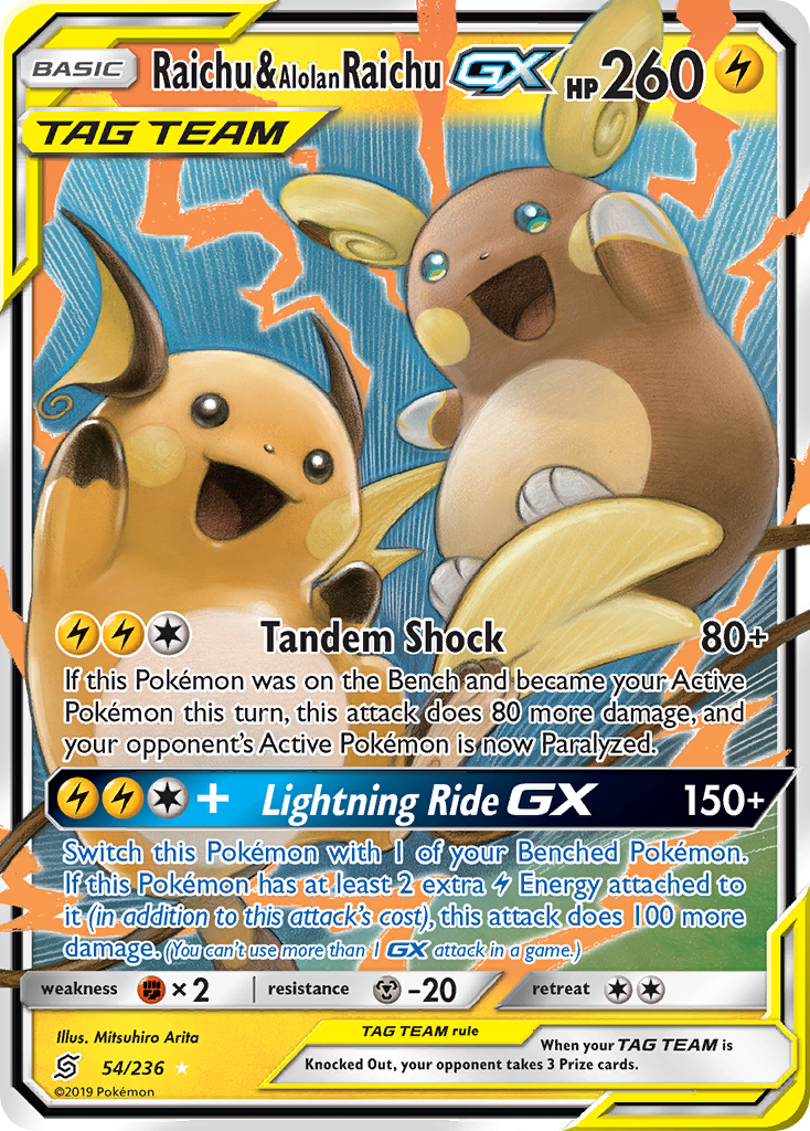 Raichu & Alolan Raichu GX (54/236) [Sun & Moon: Unified Minds] | Cracking-Singles