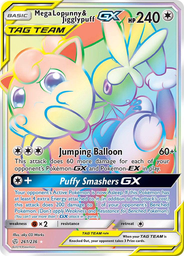 Mega Lopunny & Jigglypuff GX (261/236) [Sun & Moon: Cosmic Eclipse] | Cracking-Singles