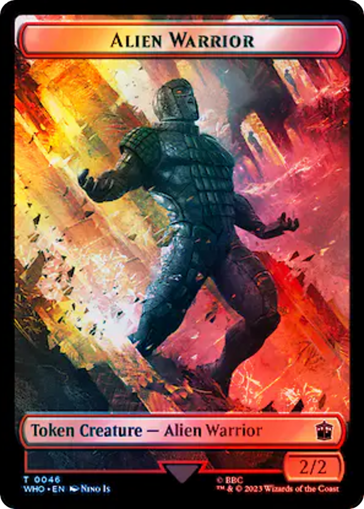 Dalek // Alien Warrior Double-Sided Token (Surge Foil) [Doctor Who Tokens] | Cracking-Singles