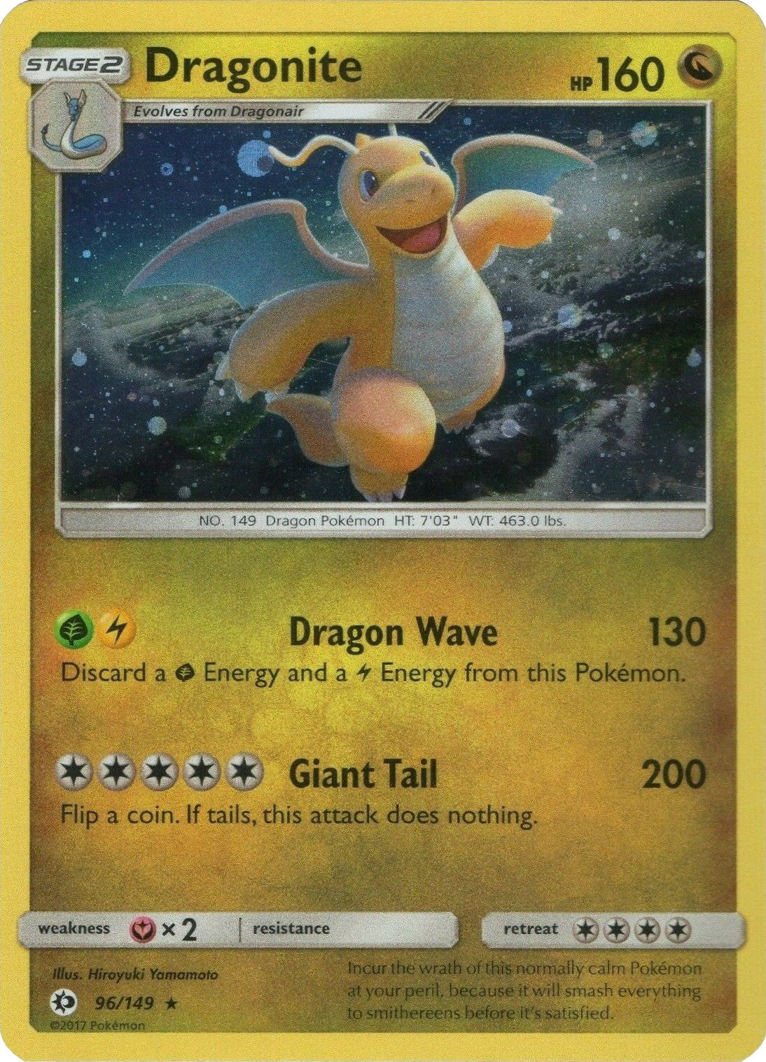 Dragonite (96/149) (Cosmos Holo) [Sun & Moon: Base Set] | Cracking-Singles