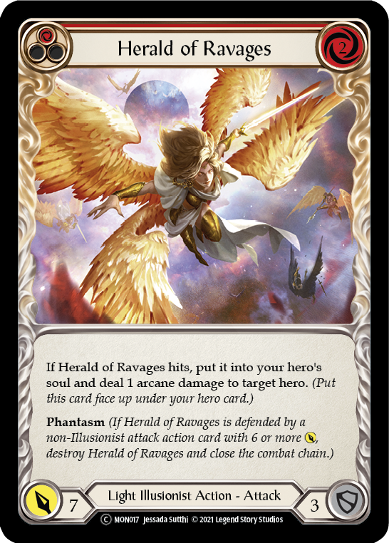 Herald of Ravages (Red) (Rainbow Foil) [U-MON017-RF] Unlimited Rainbow Foil | Cracking-Singles