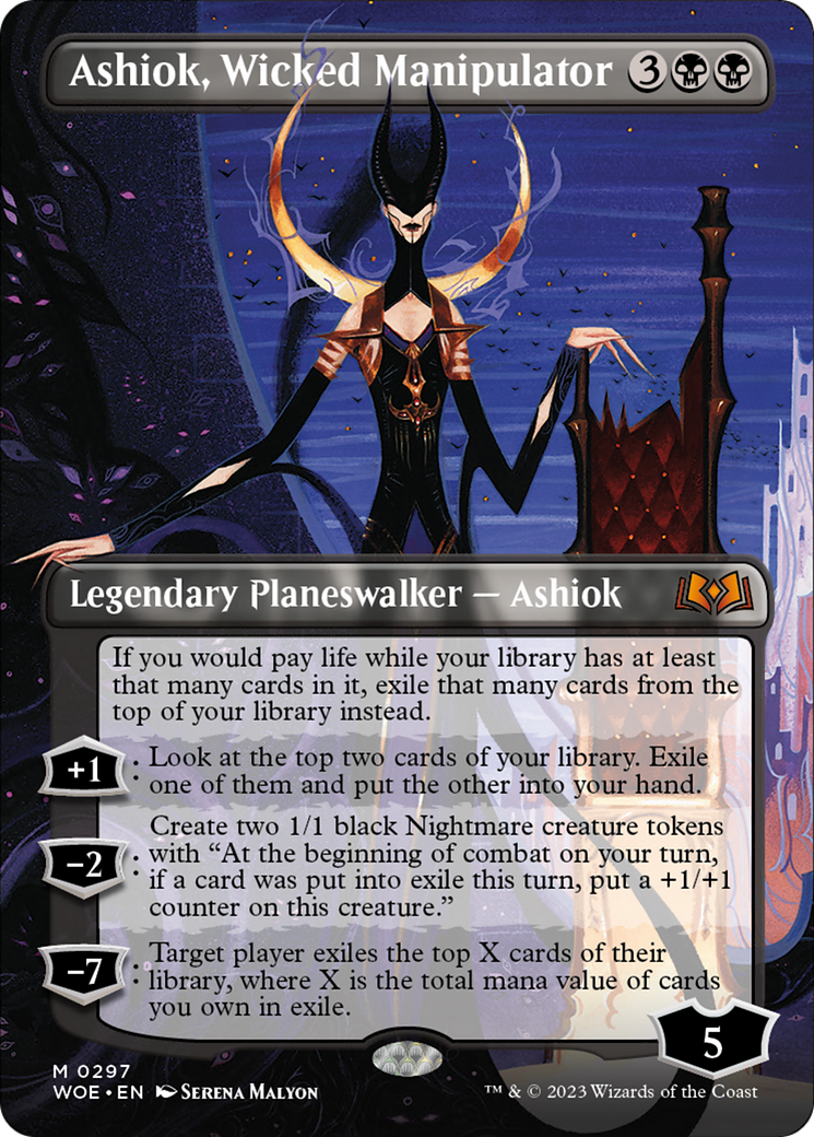 Ashiok, Wicked Manipulator (Borderless Alternate Art) [Wilds of Eldraine] | Cracking-Singles