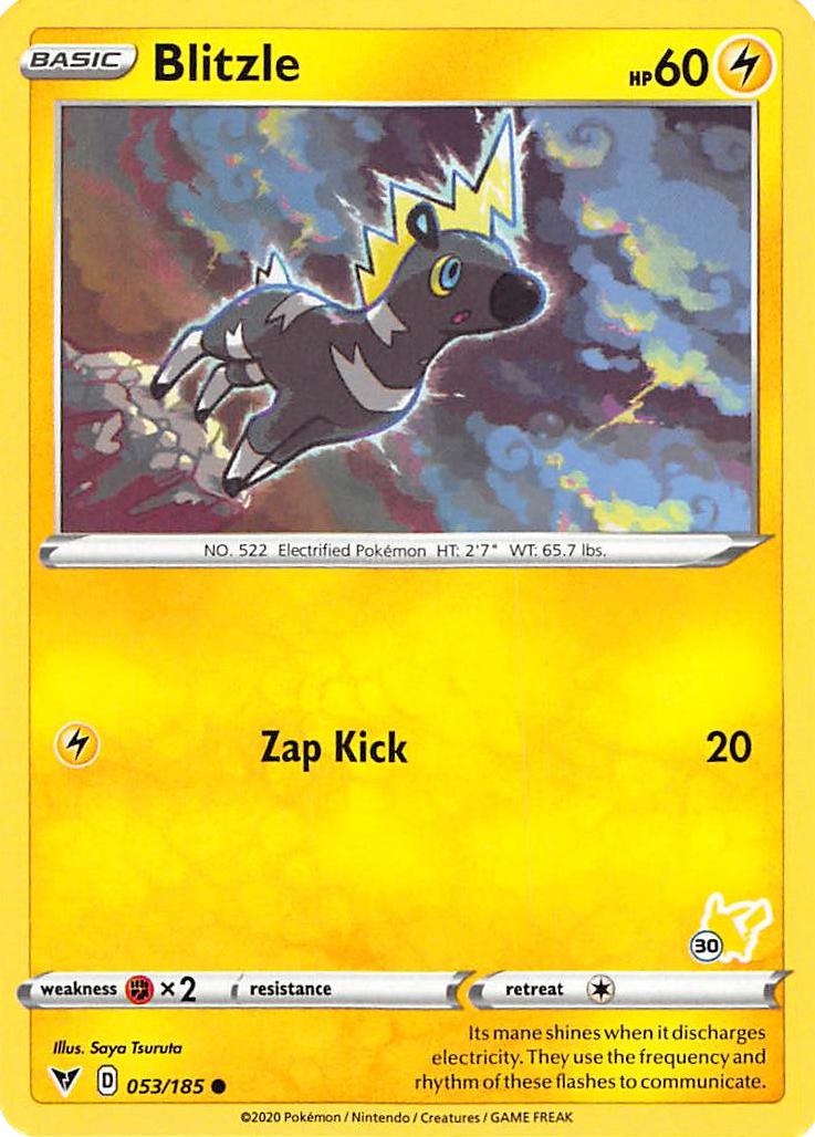 Blitzle (053/185) (Pikachu Stamp #30) [Battle Academy 2022] | Cracking-Singles