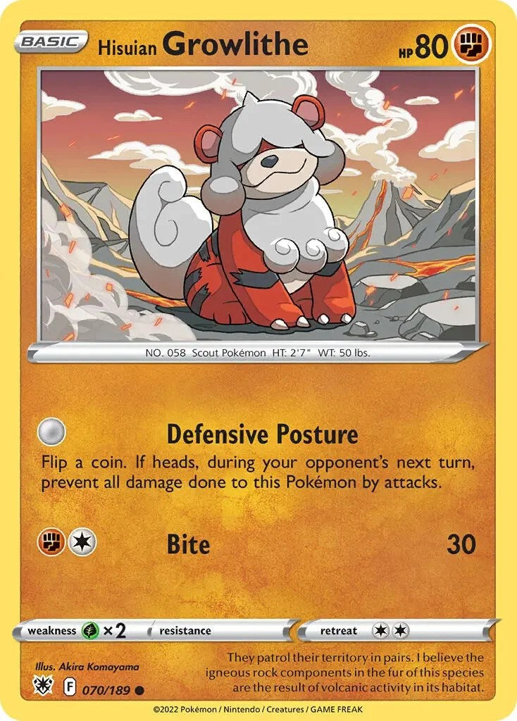 Hisuian Growlithe (070/189) (Theme Deck Exclusive) [Sword & Shield: Astral Radiance] | Cracking-Singles