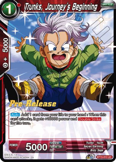 Trunks, Journey's Beginning (BT15-013) [Saiyan Showdown Prerelease Promos] | Cracking-Singles