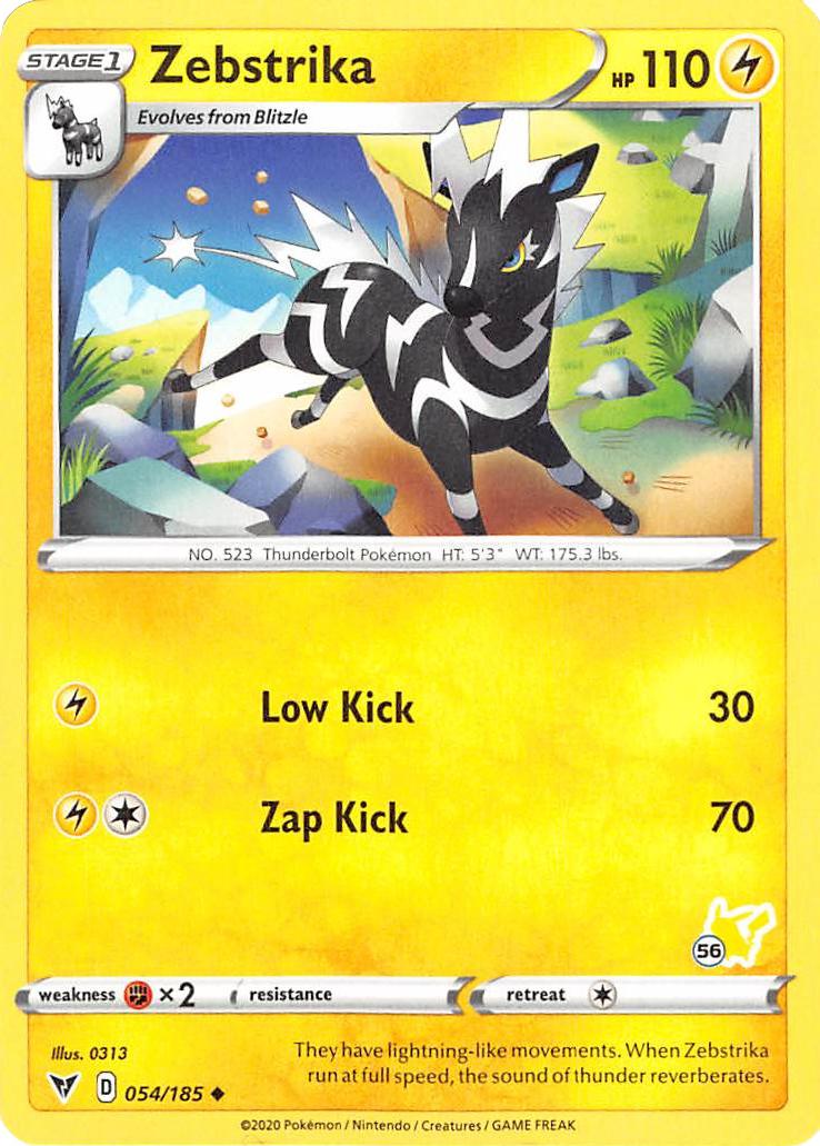 Zebstrika (054/185) (Pikachu Stamp #56) [Battle Academy 2022] | Cracking-Singles