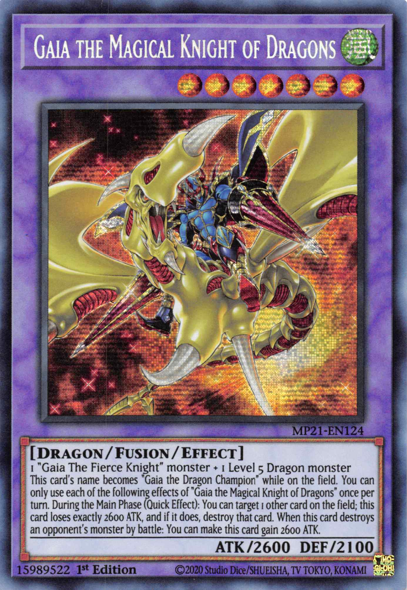 Gaia the Magical Knight of Dragons [MP21-EN124] Prismatic Secret Rare | Cracking-Singles