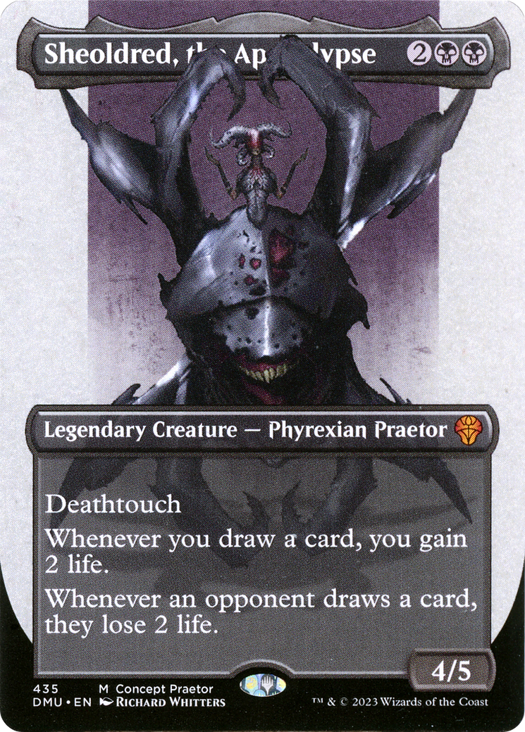 Sheoldred, the Apocalypse (Borderless Concept Praetors) [Phyrexia: All Will Be One] | Cracking-Singles