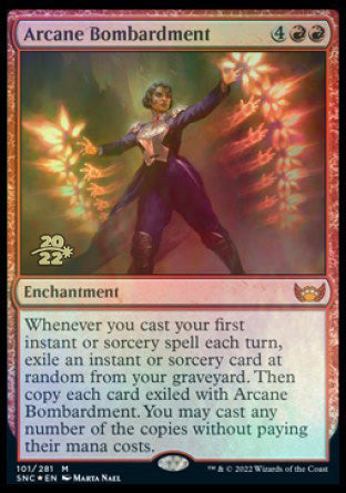 Arcane Bombardment [Streets of New Capenna Prerelease Promos] | Cracking-Singles