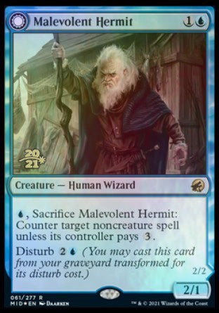 Malevolent Hermit // Benevolent Geist [Innistrad: Midnight Hunt Prerelease Promos] | Cracking-Singles