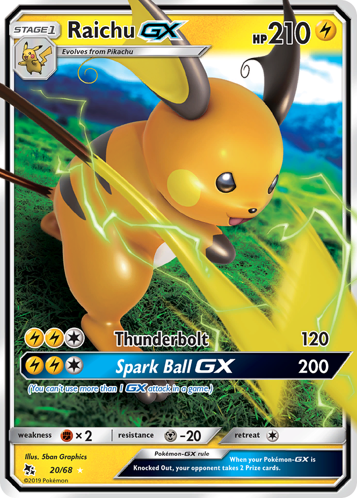 Raichu GX (20/68) [Sun & Moon: Hidden Fates] | Cracking-Singles