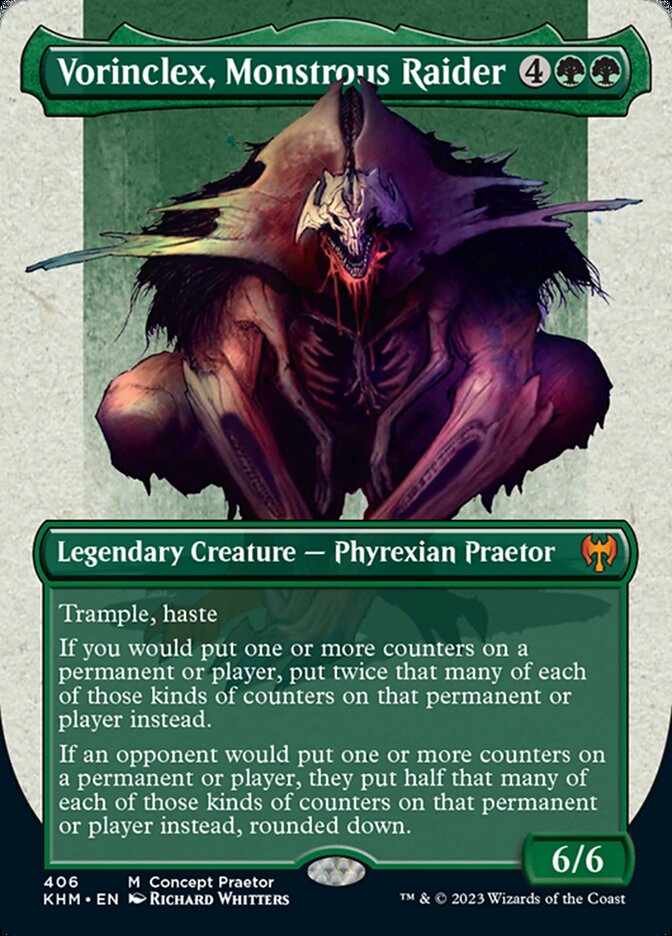 Vorinclex, Monstrous Raider (Borderless Concept Praetors) [Phyrexia: All Will Be One] | Cracking-Singles