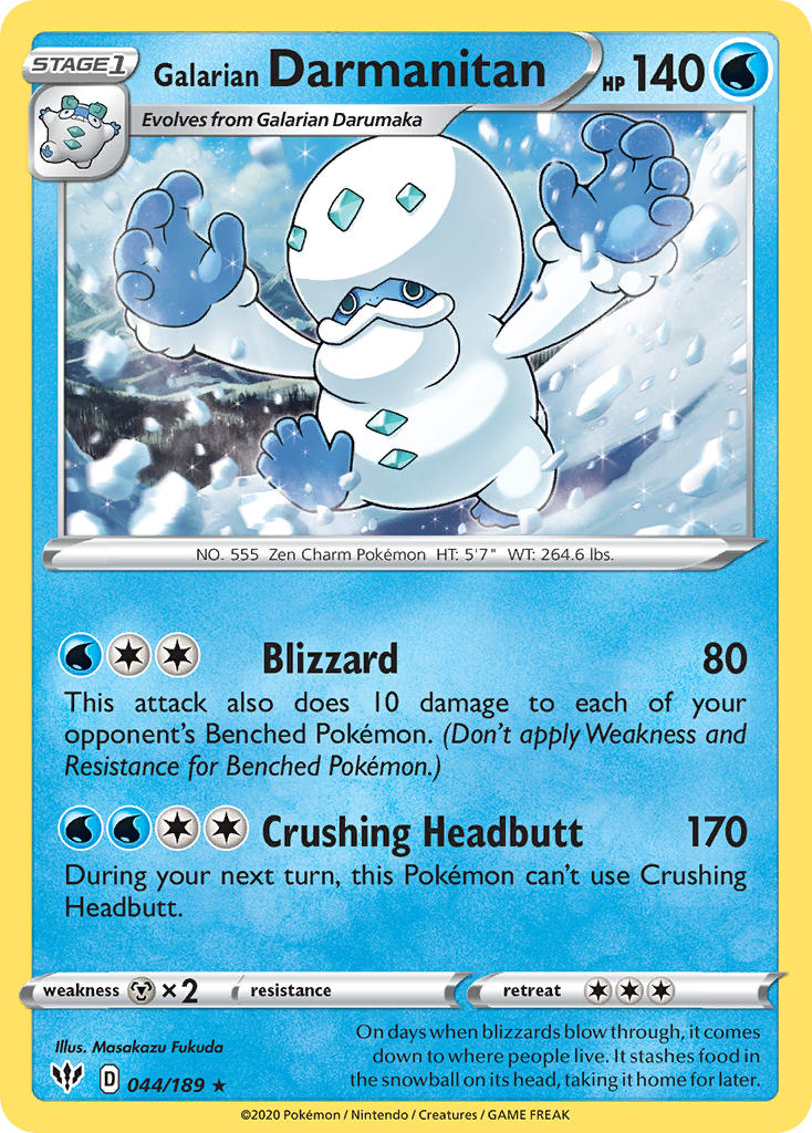 Galarian Darmanitan (044/189) (Cracked Ice Holo) (Theme Deck Exclusive) [Sword & Shield: Darkness Ablaze] | Cracking-Singles