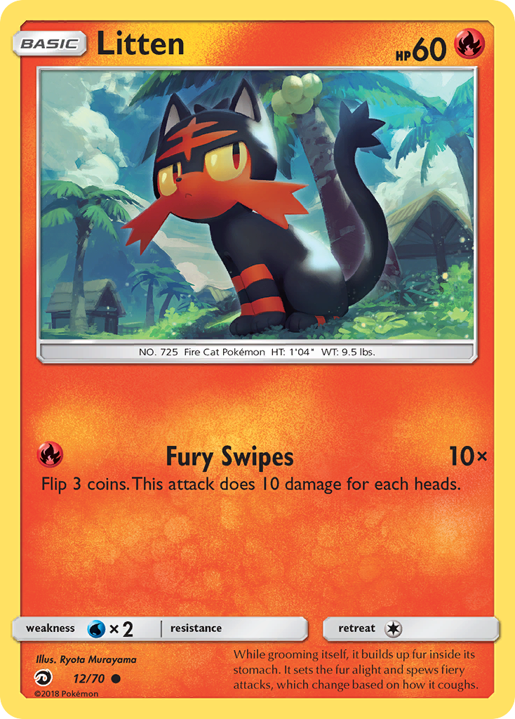 Litten (12/70) [Sun & Moon: Dragon Majesty] | Cracking-Singles