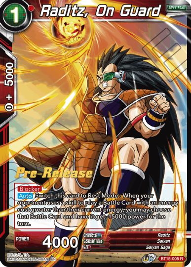 Raditz, On Guard (BT15-005) [Saiyan Showdown Prerelease Promos] | Cracking-Singles