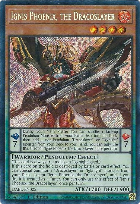 Ignis Phoenix, the Dracoslayer [DABL-EN022] Secret Rare | Cracking-Singles