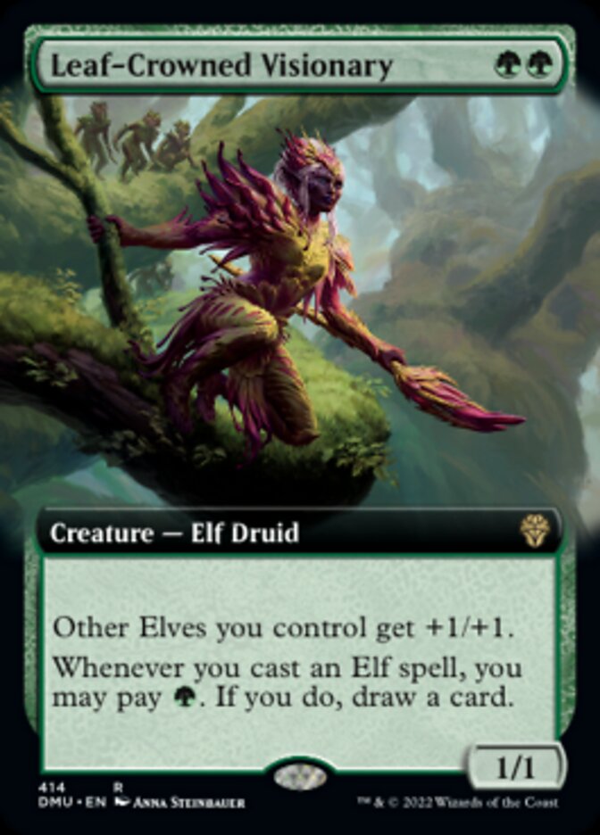 Leaf-Crowned Visionary (Extended Art) [Dominaria United] | Cracking-Singles