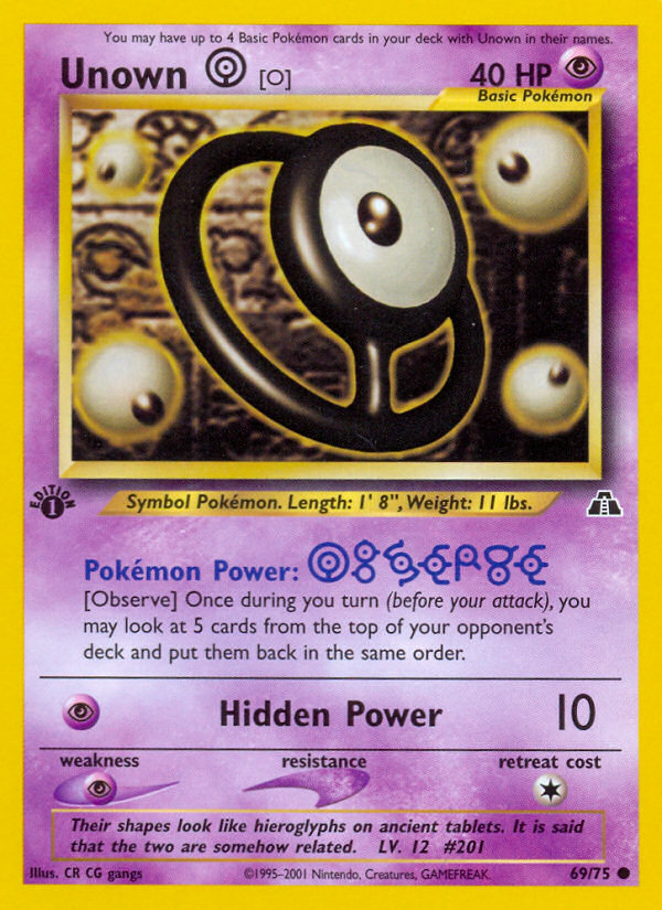 Unown [O] (69/75) [Neo Discovery 1st Edition] | Cracking-Singles